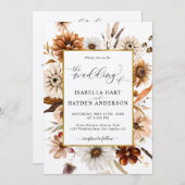 Rust Terracotta fällt alle in einem QR-Code Hochze Einladung (Vorne/Hinten)