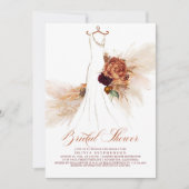 Rust Terracotta Floral Pampas Grass Brautparty Einladung (Vorderseite)