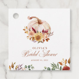 Rust Terracotta Floral Pampas Grass und Pumpkin Geschenkanhänger