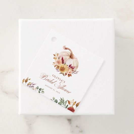 Rust Terracotta Floral Pampas Grass und Pumpkin Geschenkanhänger (Beispiel)