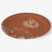 Rust Terracotta Floral Pampas Grass und Pumpkin Pappteller (Schrägansicht)