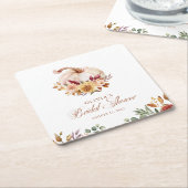 Rust Terracotta Floral Pampas Grass und Pumpkin Rechteckiger Pappuntersetzer (angewinkelt)