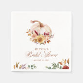 Rust Terracotta Floral Pampas Grass und Pumpkin Serviette (Vorderseite)