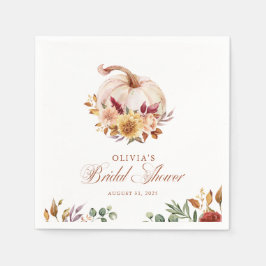 Rust Terracotta Floral Pampas Grass und Pumpkin Serviette