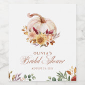 Rust Terracotta Floral Pampas Grass und Pumpkin Weinetikett (Einzelnes Label)