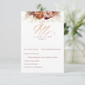 Rust Terracotta Floral Pampas Grass Wedding RSVP Karte (Stehend Vorderseite)