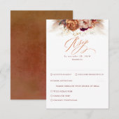 Rust Terracotta Floral Pampas Grass Wedding RSVP Karte (Vorne/Hinten)