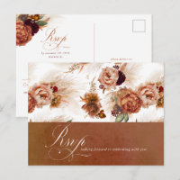 Rust Terracotta Floral Pampas Grass Wedding RSVP