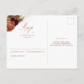 Rust Terracotta Floral Pampas Grass Wedding RSVP Postkarte (Rückseite)