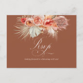 Rust Terracotta Floral Pampas Grass Wedding RSVP Postkarte (Vorderseite)
