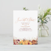 Rust Terracotta Floral Pumpkins fallen Save the Da Ankündigung (Stehend Vorderseite)