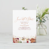 Rust Terracotta Floral Pumpkins fallen Save the Da Ankündigung (Stehend Vorderseite)