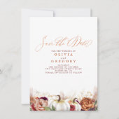 Rust Terracotta Floral Pumpkins fallen Save the Da Ankündigung (Vorderseite)