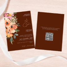 Rust Terracotta Floral QR Code Wedding