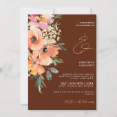 Rust Terracotta Floral QR Code Wedding Einladung (Vorderseite)