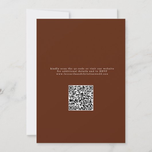 Rust Terracotta Floral QR Code Wedding Einladung (Rückseite)