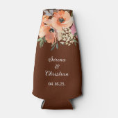 Rust Terracotta Floral Wedding Flaschenkühler (Vorderseite)