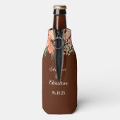 Rust Terracotta Floral Wedding Flaschenkühler (Flasche Rückseite)