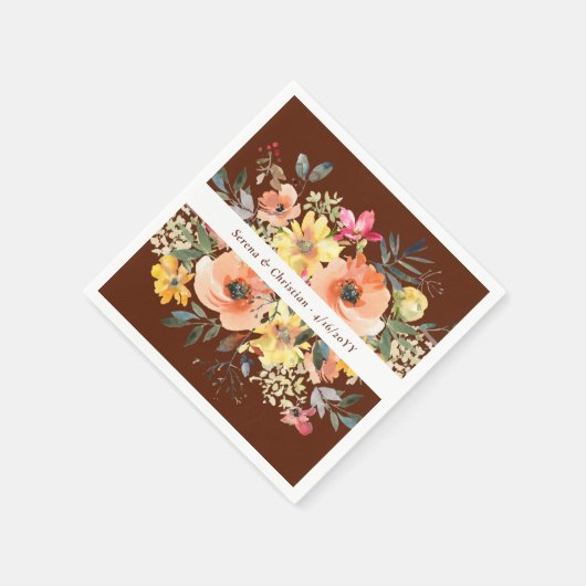 Rust Terracotta Floral Wedding Serviette (Ecke)