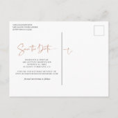 Rust Terracotta handgeschriebene Hochzeit Sichern  Postkarte (Rückseite)