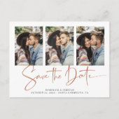 Rust Terracotta handgeschriebene Hochzeit Sichern  Postkarte (Vorderseite)