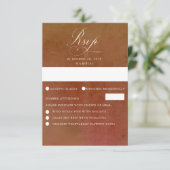 Rust Terracotta Kupfer Shades Background Wedding RSVP Karte (Stehend Vorderseite)