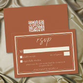 Rust Terracotta Minimalist Frame Wedding QR Code RSVP Karte