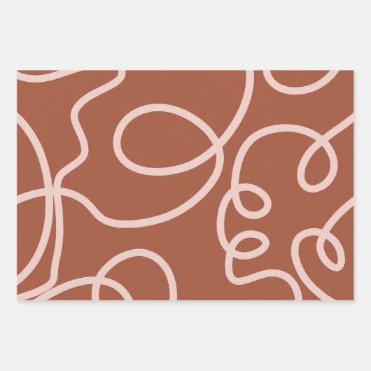 Rust Terracotta Moderne Minimallinie Pinselstriche Geschenkpapier Set (Vorderseite 3)