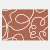 Rust Terracotta Moderne Minimallinie Pinselstriche Geschenkpapier Set (Vorderseite 2)