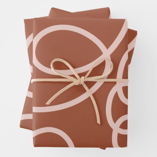 Rust Terracotta Moderne Minimallinie Pinselstriche Geschenkpapier Set (Beispiel)