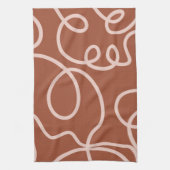 Rust Terracotta Moderne Minimallinie Pinselstriche Geschirrtuch (Vertikal)