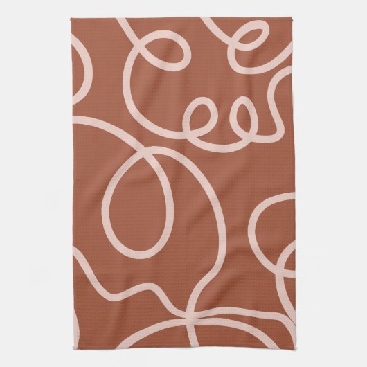 Rust Terracotta Moderne Minimallinie Pinselstriche Geschirrtuch (Vertikal)