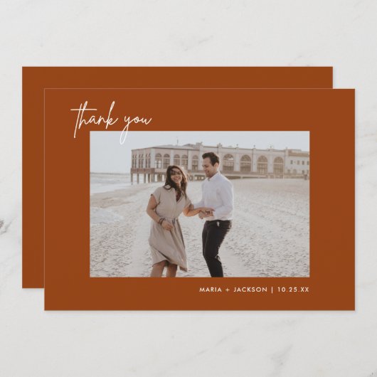 Rust Terracotta Wedding Foto Danke Cards (Vorne/Hinten)