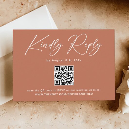 Rust Terracotta Wedding RSVP QR Code Begleitkarte