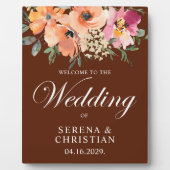 Rust Terrakotta Blumen Hochzeit Willkommen Fotoplatte (Vorderseite)
