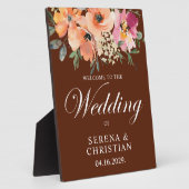 Rust Terrakotta Blumen Hochzeit Willkommen Fotoplatte (Seite)