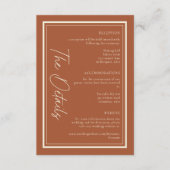 Rust Terrakotta Minimalist Rahmen Hochzeit Begleitkarte (Vorderseite)