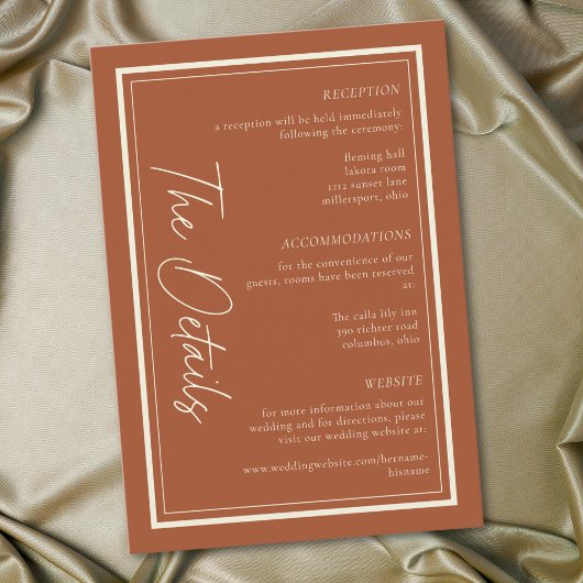Rust Terrakotta Minimalist Rahmen Hochzeit Begleitkarte
