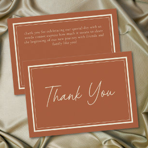 Rust Terrakotta Minimalistischer Rahmen Hochzeit Dankeskarte
