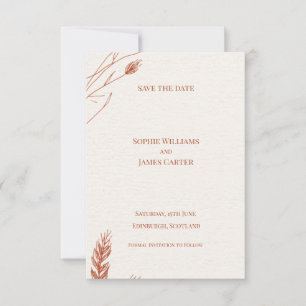 Rust Terrakotta Pampas Gras Boho Hochzeit Save The Date