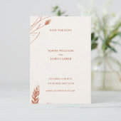 Rust Terrakotta Pampas Gras Boho Hochzeit Save The Date (Stehend Vorderseite)