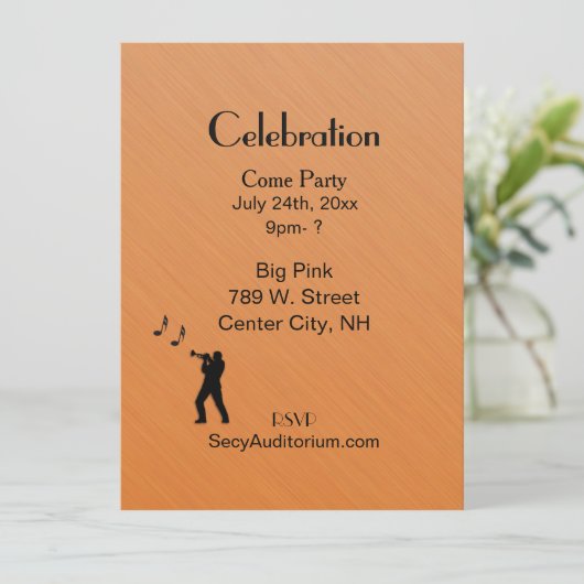 Rust Trumpet Party Einladung (Stehend Vorderseite)