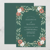 Rust Türkis Gemalte Hochzeit Einladung (Vorne/Hinten)