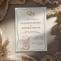 Rust Türkis Western Hufeisen Monogramm Hochzeit