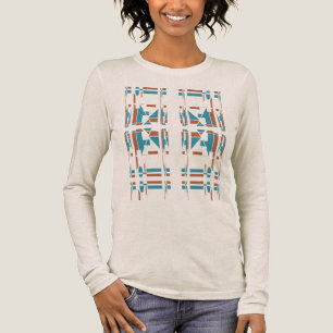 Rust Turquoise Südwest Art Look Large Tile Motif Tri-Blend Shirt