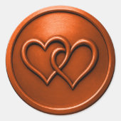 Rust Two Hearts Intertwined Wedding Runder Aufkleber (Vorderseite)