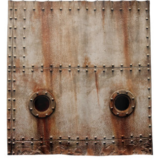 RUST UND TEXTURE AUF METALLPLATTENSEITEN DES STAGI DUSCHVORHANG