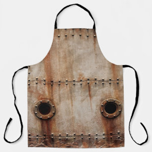 RUST UND TEXTURE AUF METALLPLATTENSEITEN DES STAGI SCHÜRZE