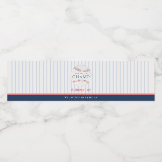 Rust unser kleines Champ Baseball jedes Alter Gebu Wasserflaschenetikett (Einzelnes Label)