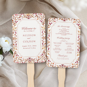 Rust Vintage Botanische Florale Hochzeitsprogramm Fächer
